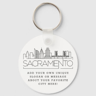 Sacramento Stylized Skyline   Anpassningsbar Sloga Nyckelring