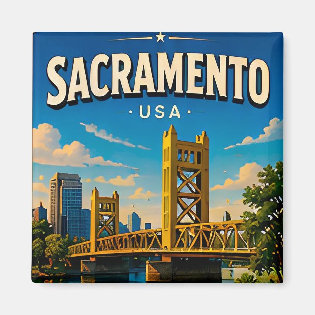 Sacramento Tower Bridge Riverfront  Magnet (Framsidan)