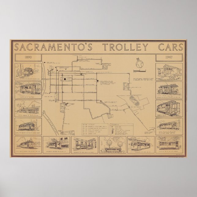 Sacramento Trolley Cars 1890-1947 Poster (Framsidan)