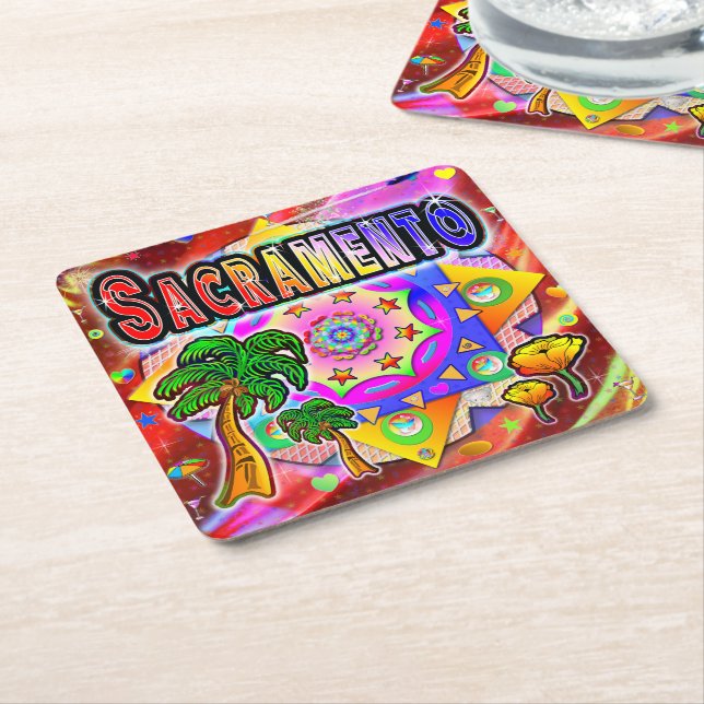 Sacramento Tropical Friends Underlägg Papper Kvadrat (Vinklad)