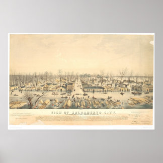Sacramento Under översvämning 1850 (1586A) Poster