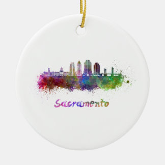 Sacramento V2 skyline i vattenfärg Julgransprydnad Keramik