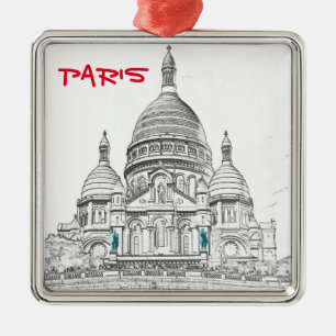 Sacre Coeur Basilica on Montmartre backe, Paris Julgransprydnad Metall