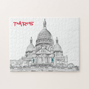 Sacre Coeur Basilica on Montmartre backe, Paris Pussel