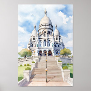 Sacre Coeur Basilica Paris Berömd Travel Ställe Poster