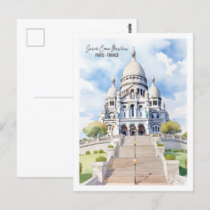 Sacre Coeur Basilica Paris Berömd Travel Ställe Vykort