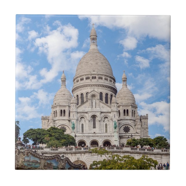 Sacre Coeur on Montmartre backe - Paris, Frankrike Kakelplatta (Framsidan)