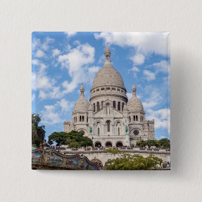 Sacre Coeur on Montmartre backe - Paris, Frankrike Knapp (Framsida)