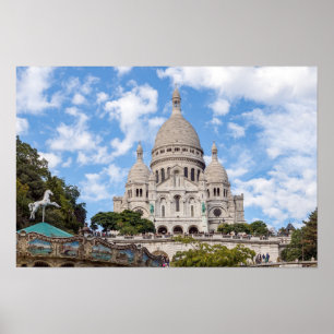 Sacre Coeur on Montmartre backe - Paris, Frankrike Poster