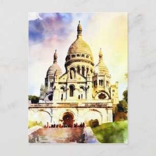 Sacre Coeur on Montmartre backe Teckning Paris Vykort
