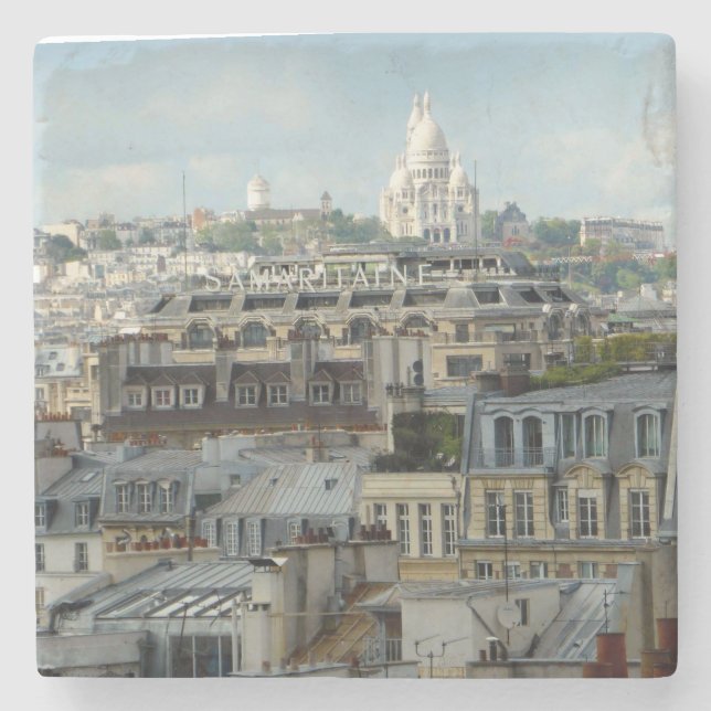 Sacre Coeur över Paris Rooftops Stenunderlägg (Framsidan)