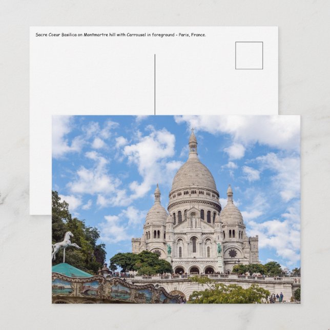 Sacre Coeur på Montmartre-högen - Paris, Frankrike Vykort (Fram/baksida)