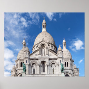 Sacre Coeur på Montmartre-kullen - Paris, Frankrik Poster