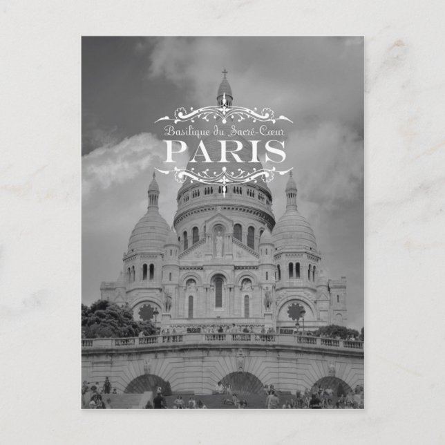 Sacre Coeur, Paris Black and White Travel-vykort Vykort (Framsida)