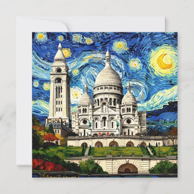 Sacre-Coeur Paris Frankrike Starry Night (Framsida)