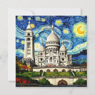 Sacre-Coeur Paris Frankrike Starry Night Spara Datumet