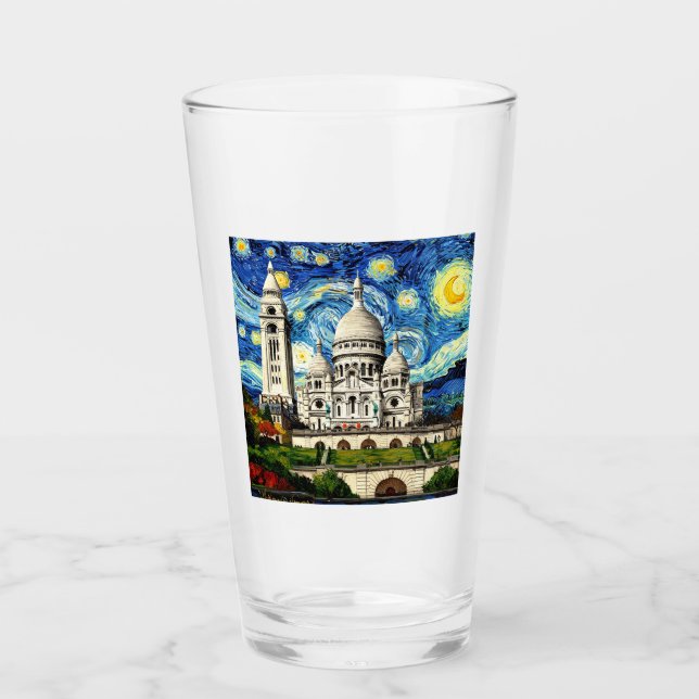 Sacre-Coeur Paris Frankrike Stjärnklar natt Glaskopp (Framsida)