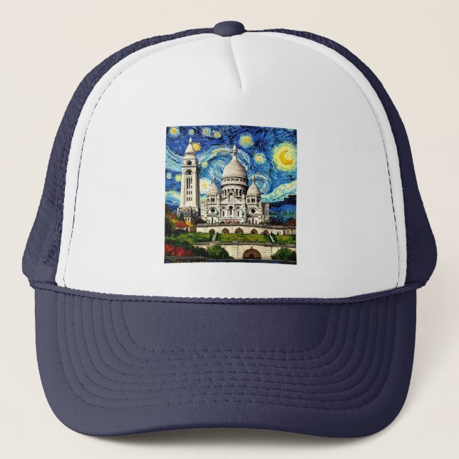 Sacre-Coeur Paris Frankrike Stjärnklar natt Keps (Framsida)
