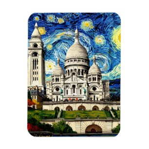 Sacre-Coeur Paris Frankrike Stjärnklar natt Magnet