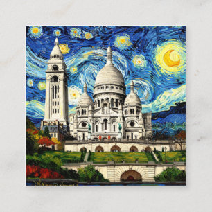 Sacre-Coeur Paris Frankrike Stjärnklar natt Tilläggskort