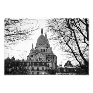 Sacre Coeur Paris Montmartre   Svartvit - Fototryck