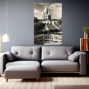 Sacré Coeur vintage black and white Fototryck