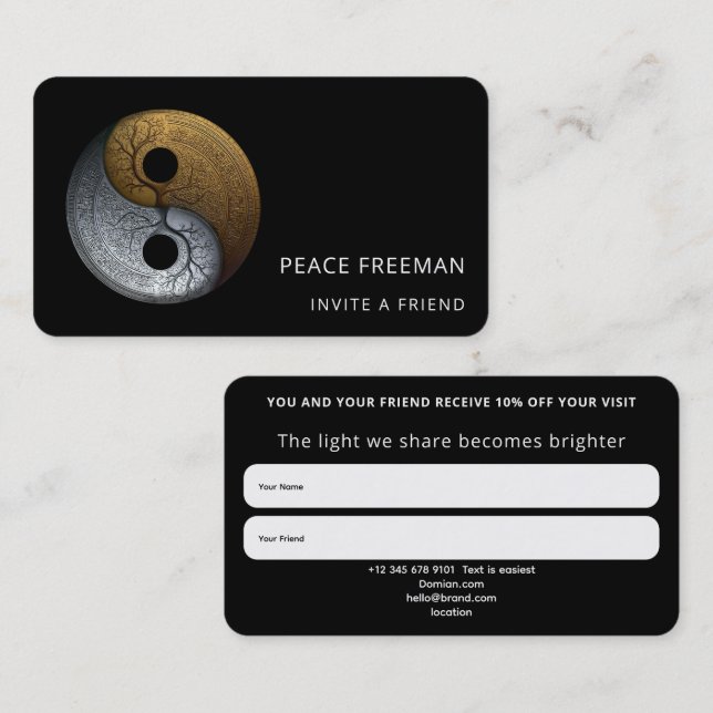 Sacred Balance | Yin Yang-symbol Visitkort (Fram/baksida)