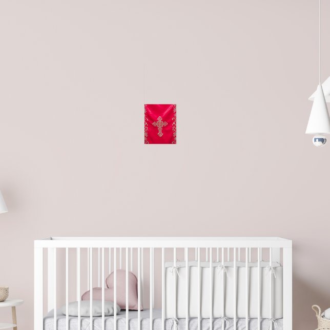 Sacred Crimson: Embroidered Orthodox Cross Poster (Barnkammare 2)
