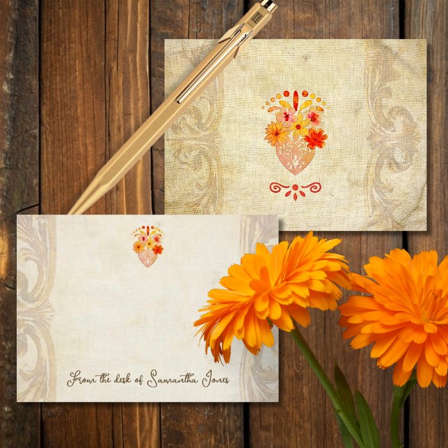 Sacred Floral Heart Mexican Baroque Muse Anteckningskort (Skapare uppladdad)