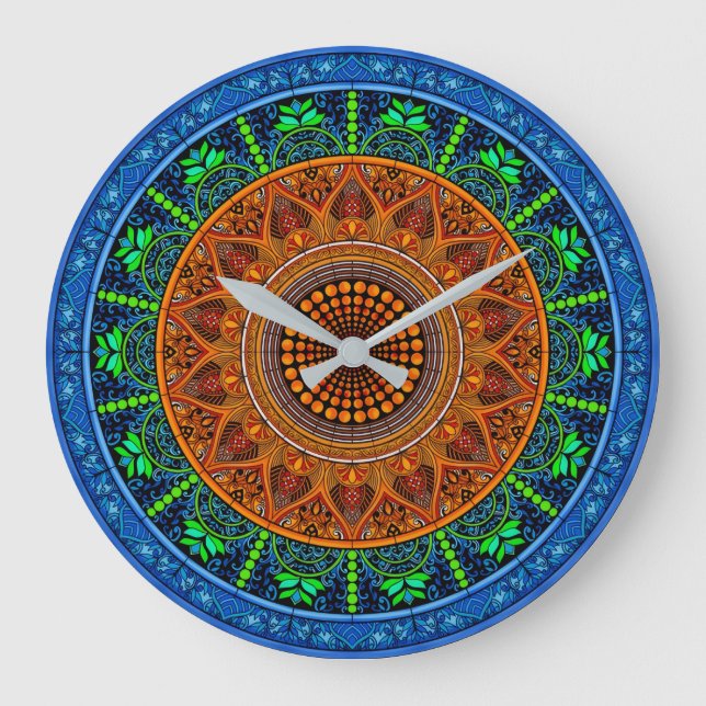 Sacred Geometry Mandala Clock Stor Klocka (Framsida)