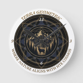 Sacred Geometry Nature Fusion - Mountains & Forest Rund Klocka