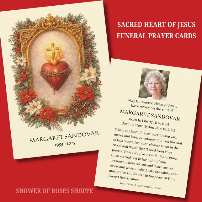 Sacred Heart Jesus Funeral Catholic Prayer Card Tilläggskort (Skapare uppladdad)