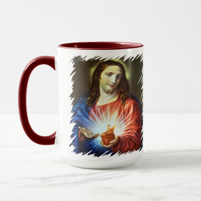 Sacred Heart of Jesus Catholic Batoni Mugg (Vänster)