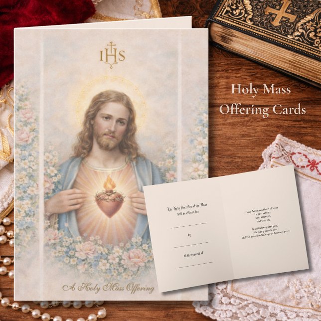Sacred Heart of Jesus  Catholic Mass Offering Card Kort (Skapare uppladdad)