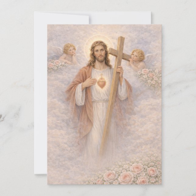 Sacred Heart of Jesus Cross Floral Angels (Framsida)