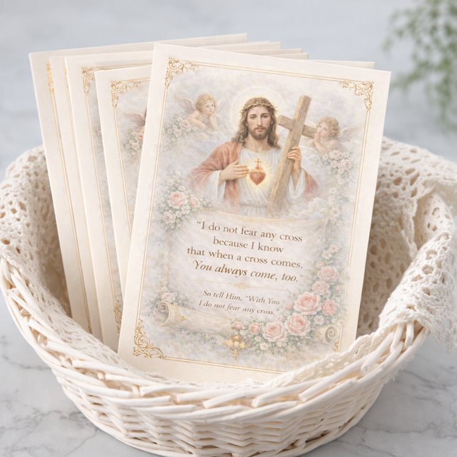 Sacred Heart of Jesus Cross Quote Floral Design (Skapare uppladdad)