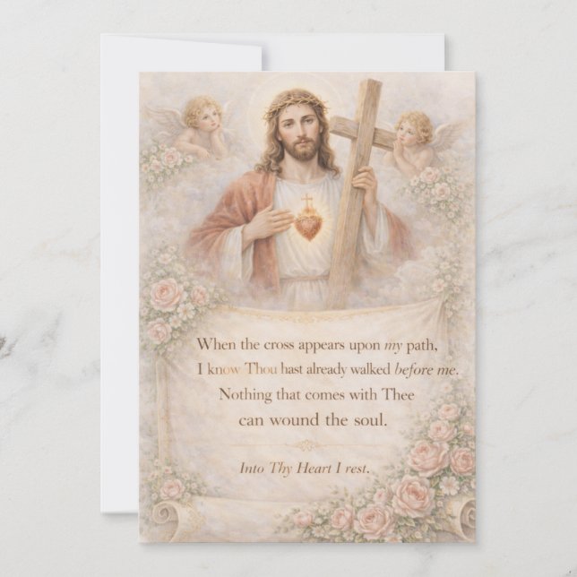 Sacred Heart of Jesus Cross Quote Floral Design (Framsida)