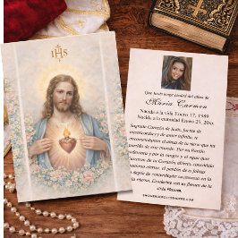 Sacred Heart of Jesus Spanish Funeral Prayer Visitkort