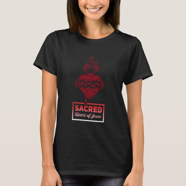 Sacred Heart Of Jesus Traditional Catholic T Shirt (Framsida)