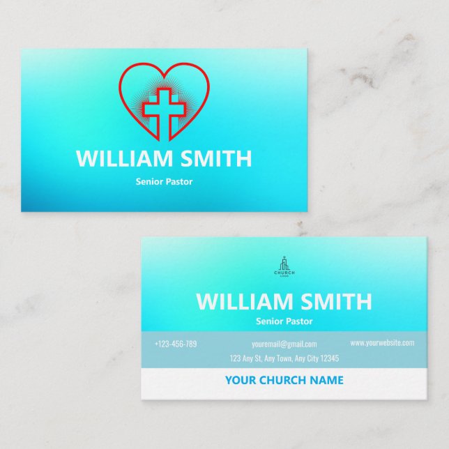 Sacred Heart Pastoral Business Card Visitkort (Fram/baksida)