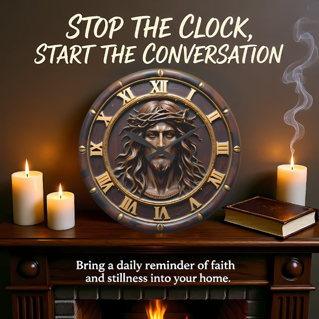 Sacred Heart Savior Portrait Stor Klocka (Skapare uppladdad)