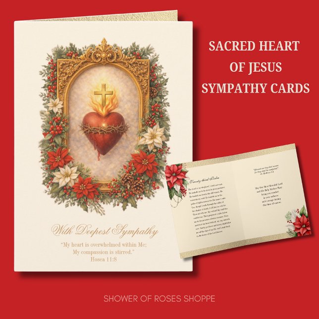 Sacred Heart Sympathy Condolence Poinsettia Kort (Skapare uppladdad)