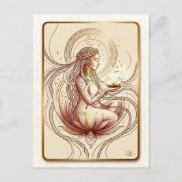Sacred Lotus Goddess Spiritual  Vykort