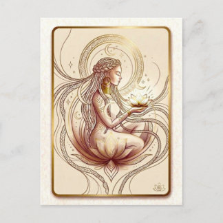 Sacred Lotus Goddess Spiritual  Vykort