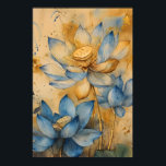 Sacred lotus (Nelumbo nucifera), an iconic aquatic Poster<br><div class="desc">Sacred lotus (Nelumbo nucifera),  an iconic aquatic plant.

Symbolism: In Asia,  the lotus often symbolizes purity,  spiritual awakening,  and ascension.

Color: The blue lotus depicted here is associated with wisdom and knowledge.

Style: This is an artistic watercolor illustration.</div>