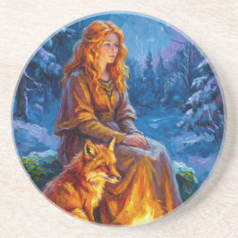Sacred Nature: Celtic Goddess Brigid Art on Canvas Underlägg