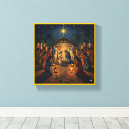 Sacred Night Nativity Scene – Vibrant Christmas Canvastryck