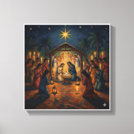 Sacred Night Nativity Scene – Vibrant Christmas Canvastryck