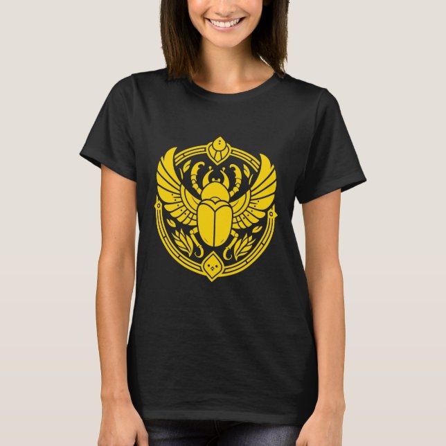 Sacred Scarab Egyptian Symbol Art T Shirt (Framsida)