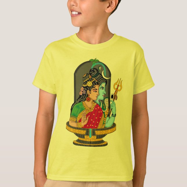 Sacred Shiva Parvati T-Shirt – Divine Love & Cosmi (Framsida)